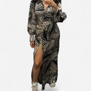 NWT Elegant Black and Cream Maxi Dress